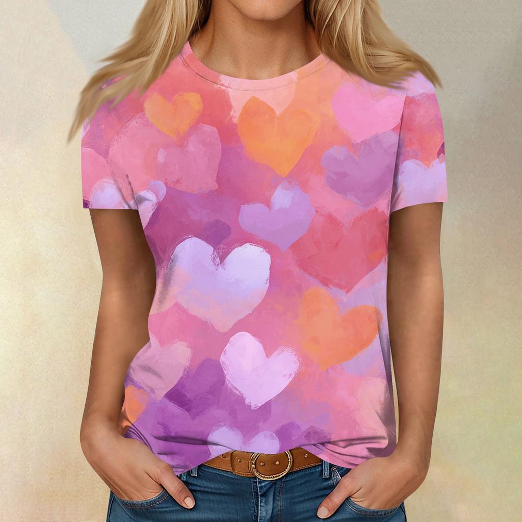 Women's Casual Fashion Valentine's Day Printed Short-Sleeve Top/T-Shirt