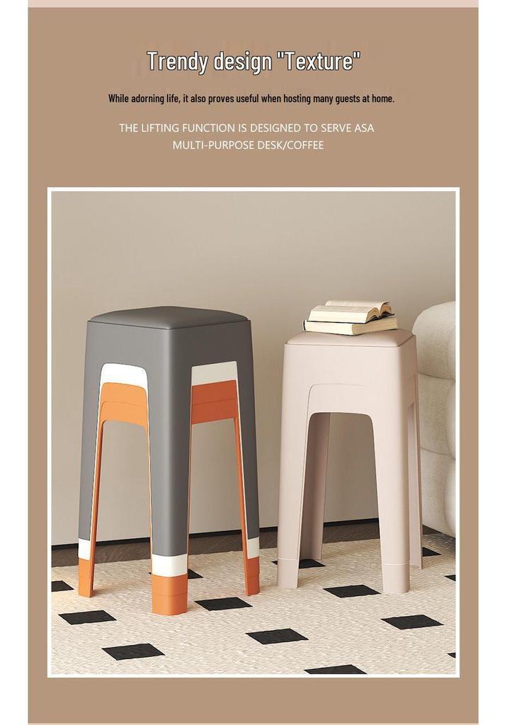 Durable Upholstered Stackable Plastic Stool for Home & Dining