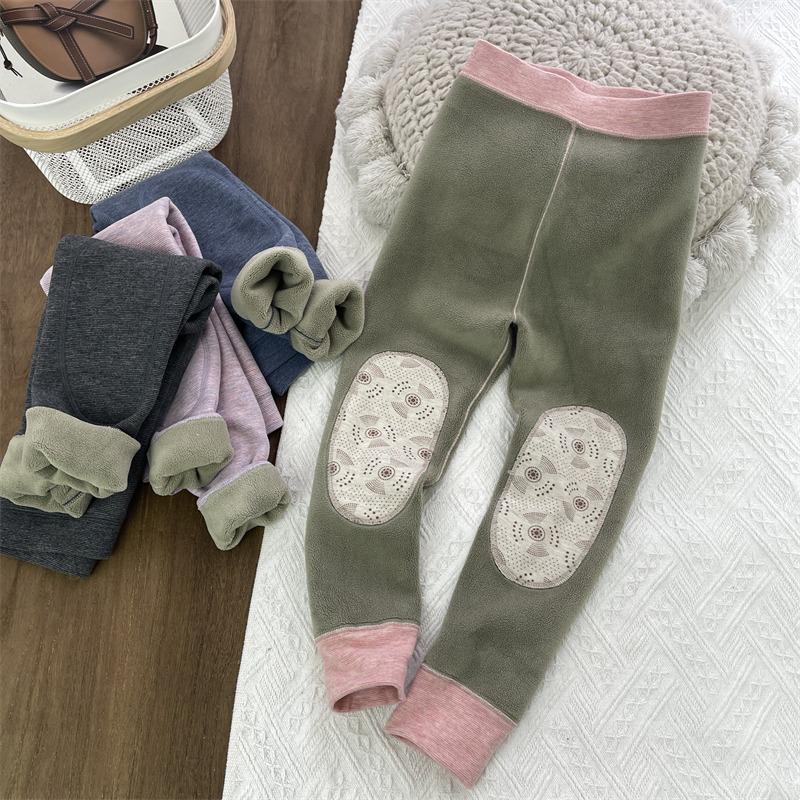 Kids' Double-Layer Fleece Lined Winter Pants - Warm Cotton School Uniform Leggings for Boys and Girls