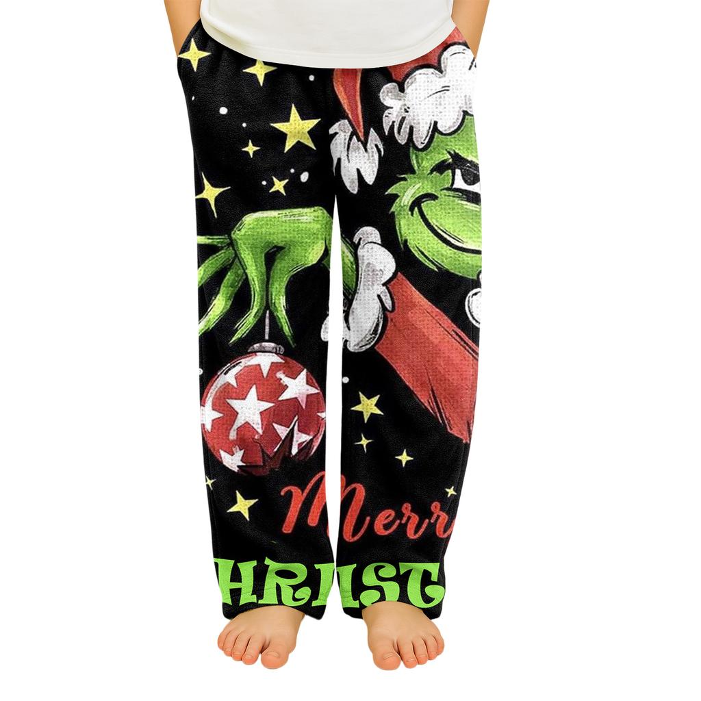 Kinder Vielseitige Weihnachten Druck Tasche Plüsch Lässige Hose Schlafhose Haushose