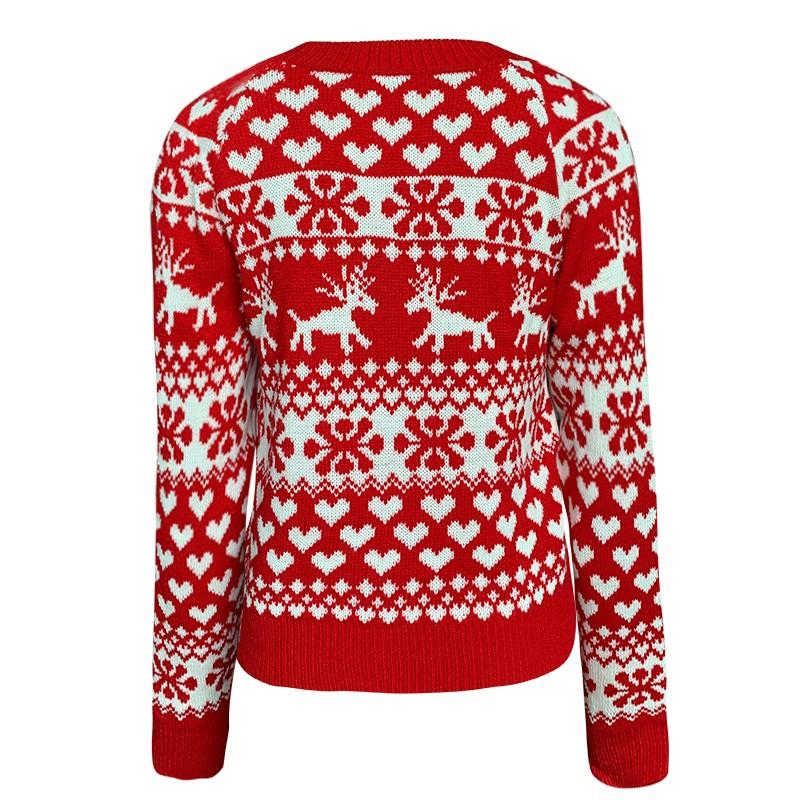 Women's Fashion Christmas Knitted Printed Long Sleeve Round Neck Sweater
