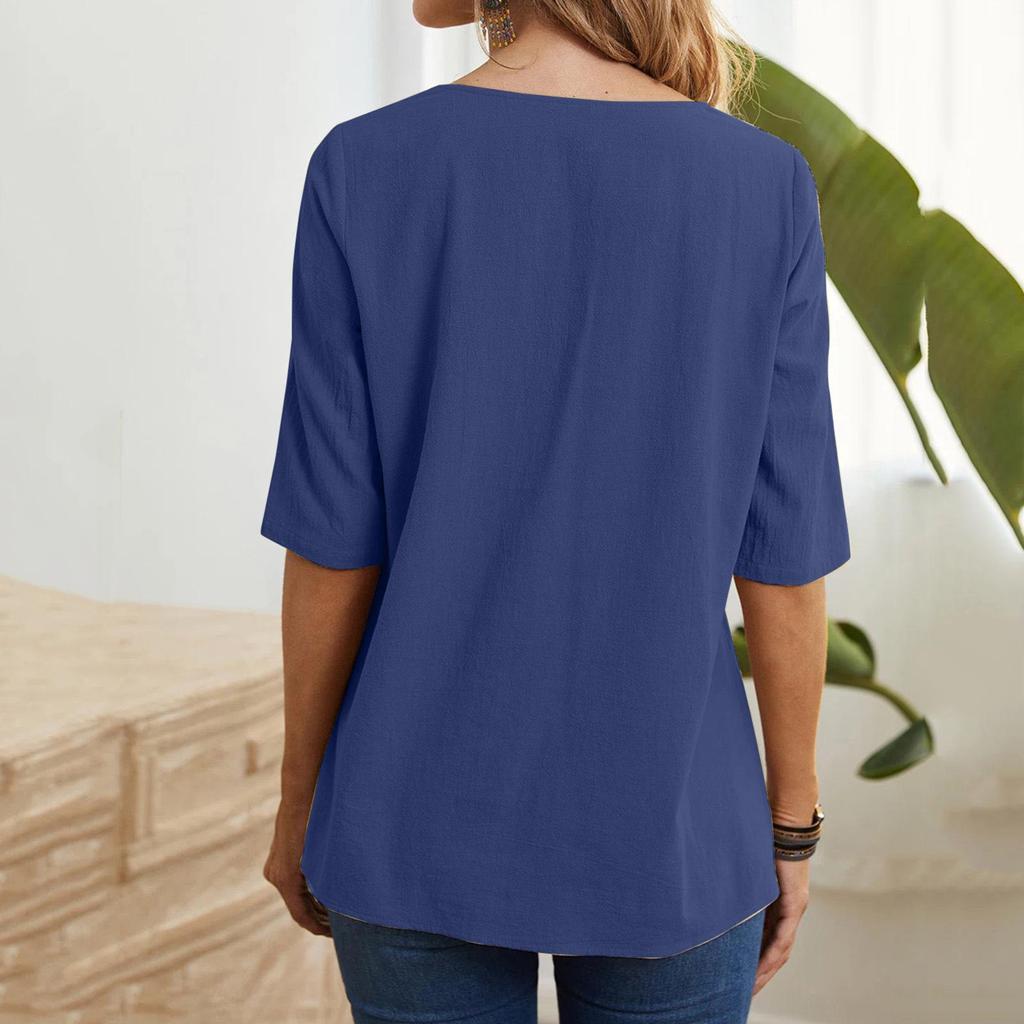 Europäisches & Amerikanisches Damen Unregelmäßiges Mittellanges Baumwoll-Leinen Schlankes Pullover-Oberteil