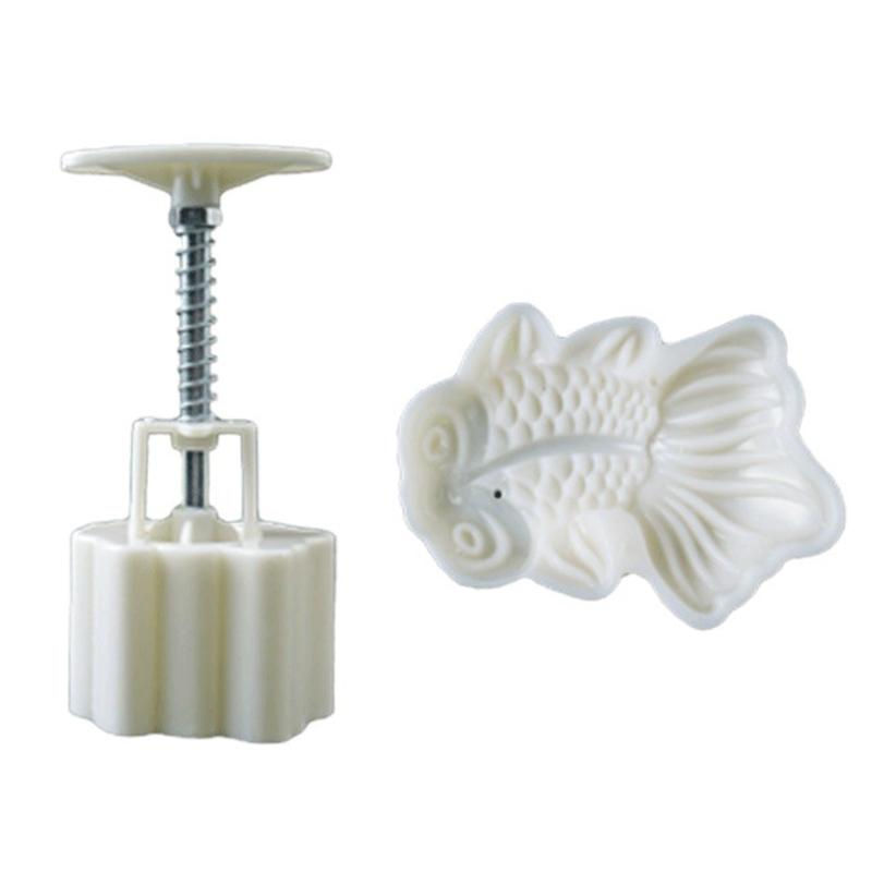Plastic Mooncake Stamp Goldfish Shaped Mooncake Molds Festival DIY Hand Press Mooncake Cutters Pastry Decorating Gadgets 1