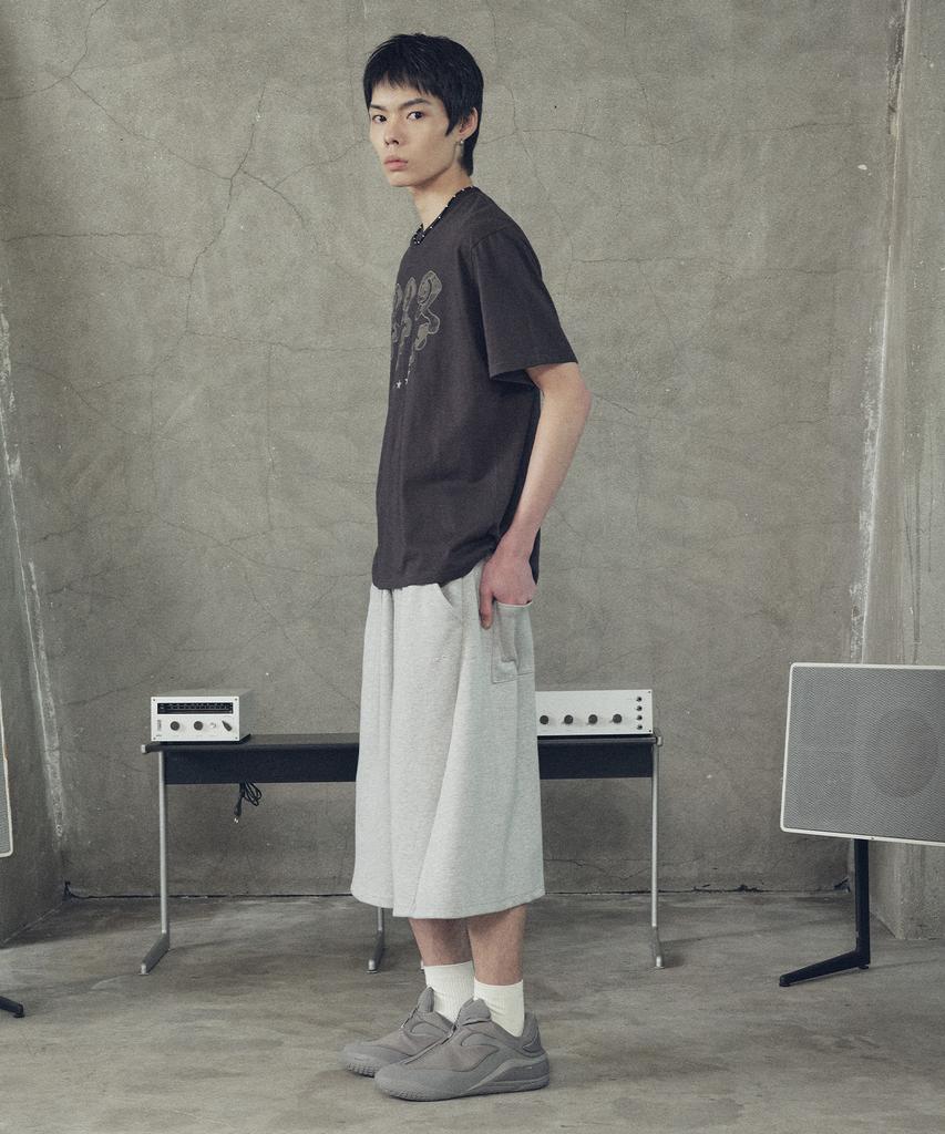 SUPERSUB Curved Wide Bermuda Shorts - Grey