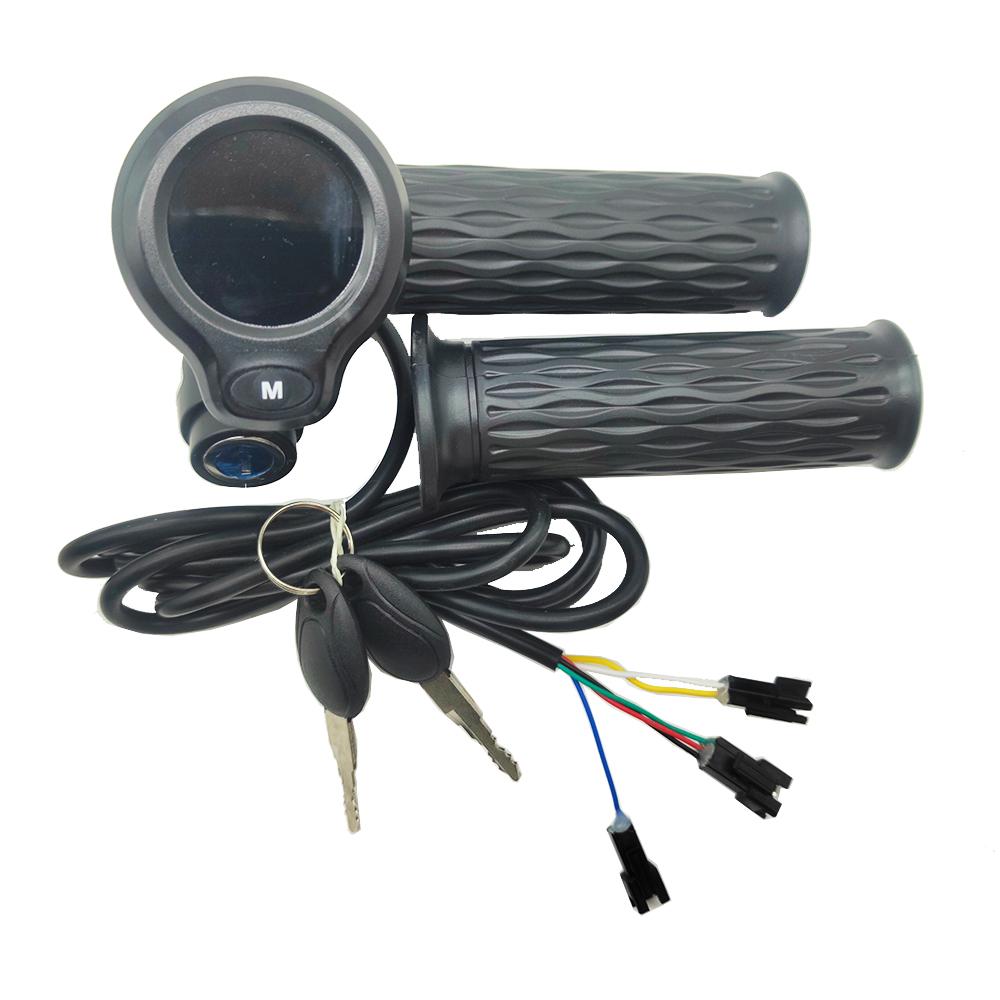 24V 36V 48V 60V E-Bike E-Scooter Twist Throttle With Speed LCD Display Switch Handlebar Grips for Electric Bicycle Scooter 24V-60V LCD throttle