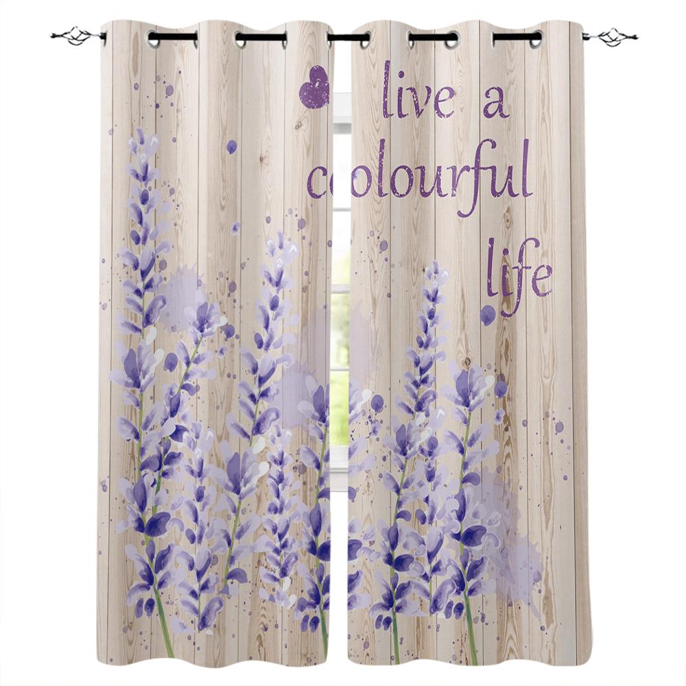 Bedroom Kitchen Curtains Lavender Plant Flowers Curtain Living Room Decoration Items Window Curtains for Living Room