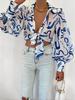 Elegant Semi-Transparant Shirt met revers & Lantaarnmouwen - Perfect voor Lente & Herfst
