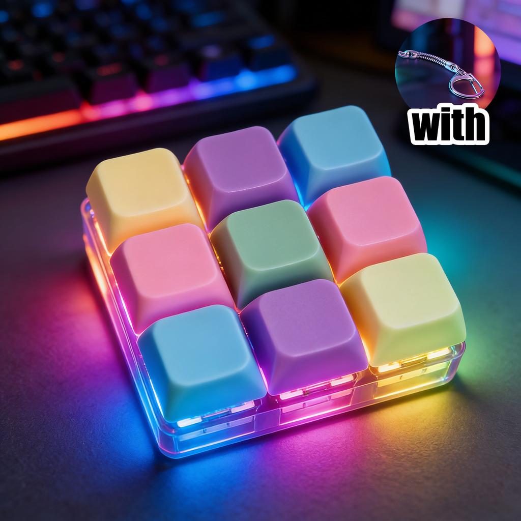 LED Light Up Keyboard Keychain with Clickable Buttons - Stress Relief Fidget Toy, Portable Desk Accessory, Office Decor Gift