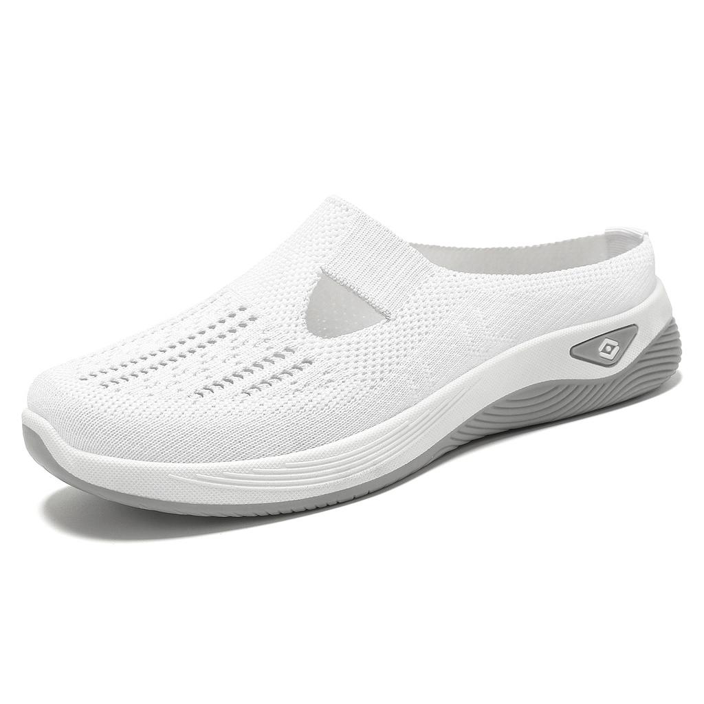 Half Slide Women Shoes Versatile Casual Shoes Breathable Closed Toe Slide Slip On Lazy Shoes Mesh Soft Bottom Single Shoes Women Comfortable Sneakers