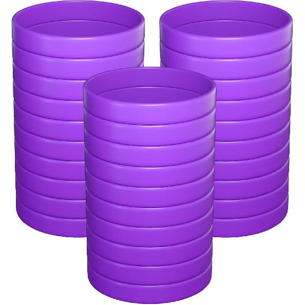 Morcheiong Colored Rubber Bracelets - 100pcs Blank Silicone Wristbands for Men Women and Teens