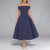 Summer Women's Fashion Off-shoulder Sexy Style One-length Solid Color Dress for Women