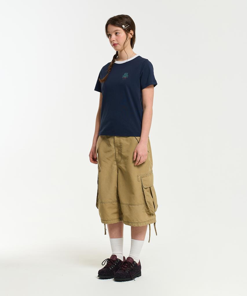 AECA (Woman) Sports Club Ringer Half Sleeve Tee-Navy