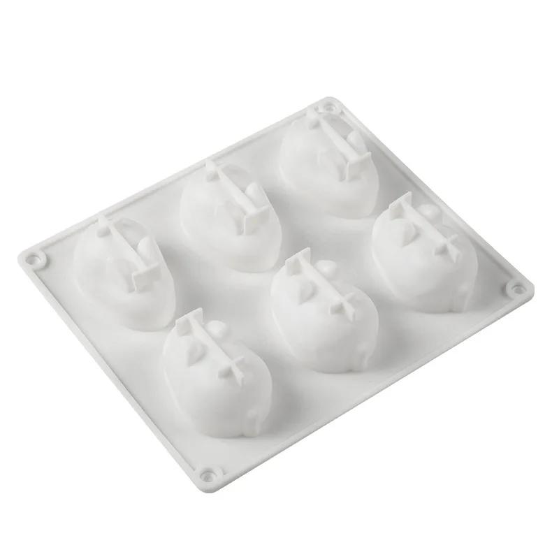 

6-Cavity Silicone Cake Molds for Baking Dessert Mousse New Decorating Moulds 3D Small Bunny Rabbit Shape Chocolate Bakeware Tool білий