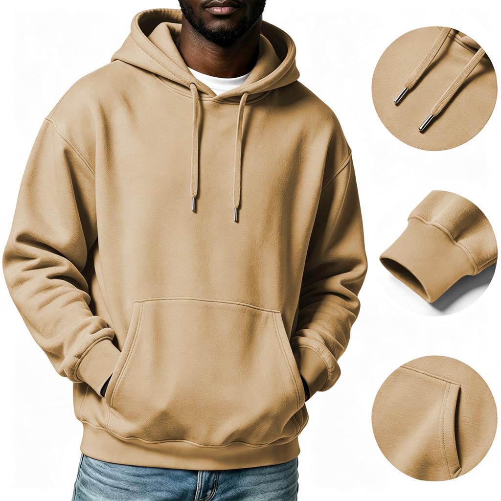 Men's Casual Color Hoodie with Drawstring