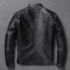 New retro cowhide pattern jacket retro and old leather jacket men's stand-up collar locomotive clothing short slim jacket jacket trendy