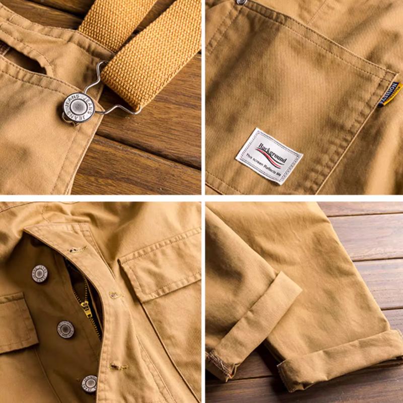 Herren Übergröße Latzhosen Mehrfach-Taschen Latzhosen