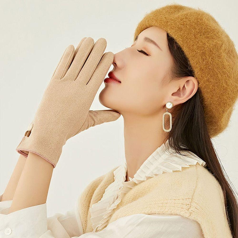 Windproof Cold Proof Warm Gloves Thickened Cycling Driving Gloves Daily Mittens  for Women Girls