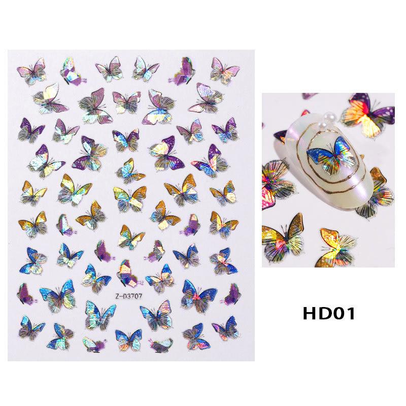 8 PC Holographic 3D Nails Stickers Nail Art Laser Butterfly Sticker Decal Butterflies Manicure Decoration Tool