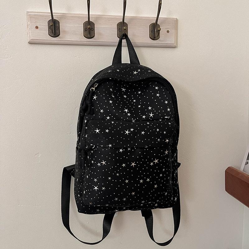 Star-printed nylon backpack, lightweight casual backpack, large-capacity student schoolbag, universal travel backpack