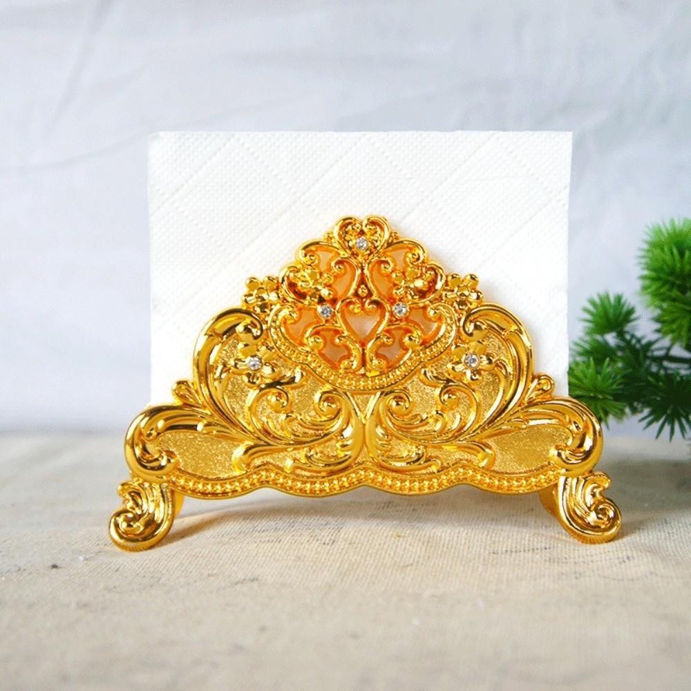 European Style Metal Paper Dispenser Desktop Ornament Gold Tissue Box Napkin Holder  Coffee Shop