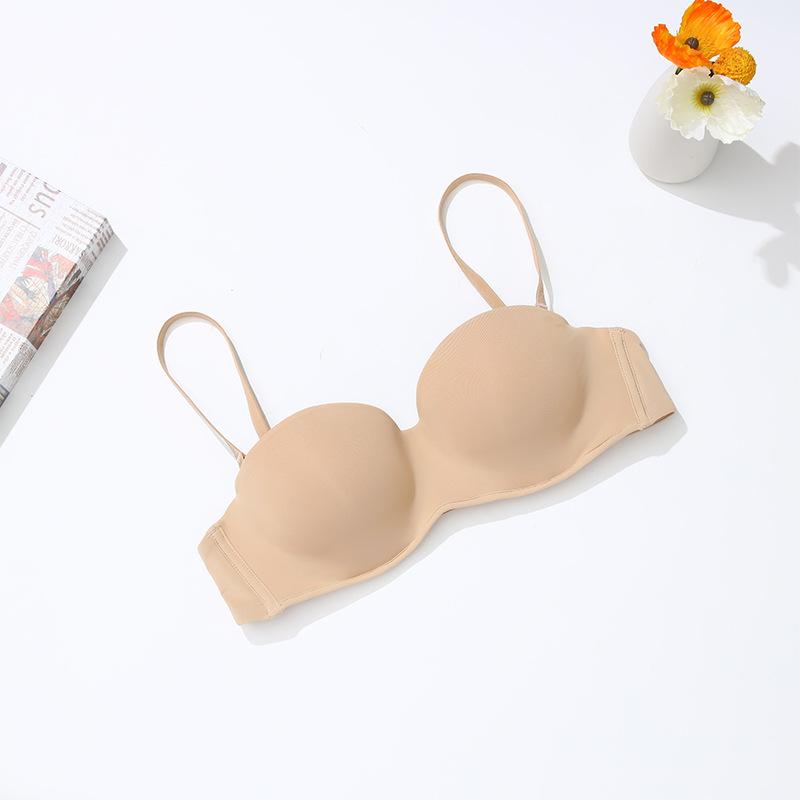 

Женский бесшовный бюстгальтер без бретелек, мягкий, на косточках, собирающий, предотвращающий провисание, сексуальный бюстгальтер 38/85C бежевый