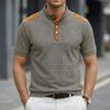 Mens Waffle Knit Henley Collar Short Sleeve Polo Shirt