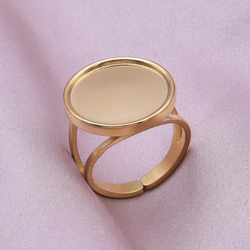 Klassisk Retro Öppningsbar Justerbar Ring Oregelbunden Geometri Hjärta Ellips Vattendroppe Glänsande Rostfritt Stålringar Semesterpresent