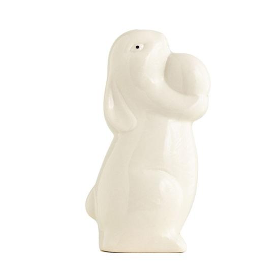 Easter Ceramic Bunny Figurine Holding Egg Look-up Rabbit Statue Sculpture Spring Easter Holiday Party Decoration