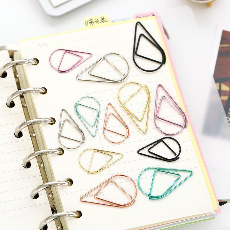 Colorful Water Drop Metal Paperclip Bookmark Small Gold