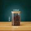 Square Glass Storage Jars with Bamboo Lid for Coffee Beans Grains Noodles Food Storage Containers Kitchen Organizers Storage