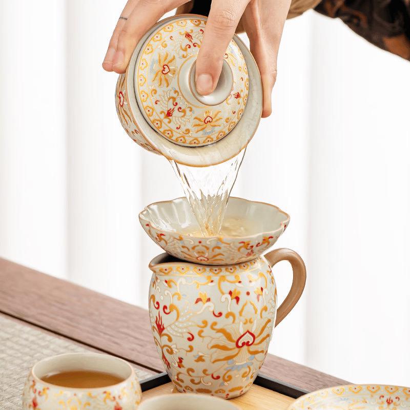 Dunhuang Tang Rhyme Ru Kiln Travel Tea Set