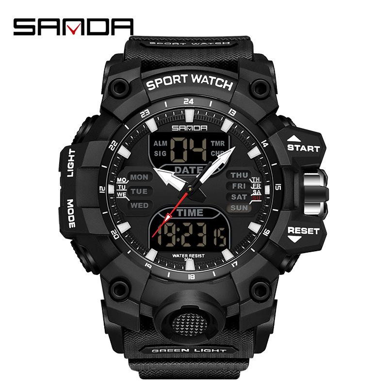 Sanda Youth Fashion Luminous Waterproof Shockproof Alarm Men's Watch