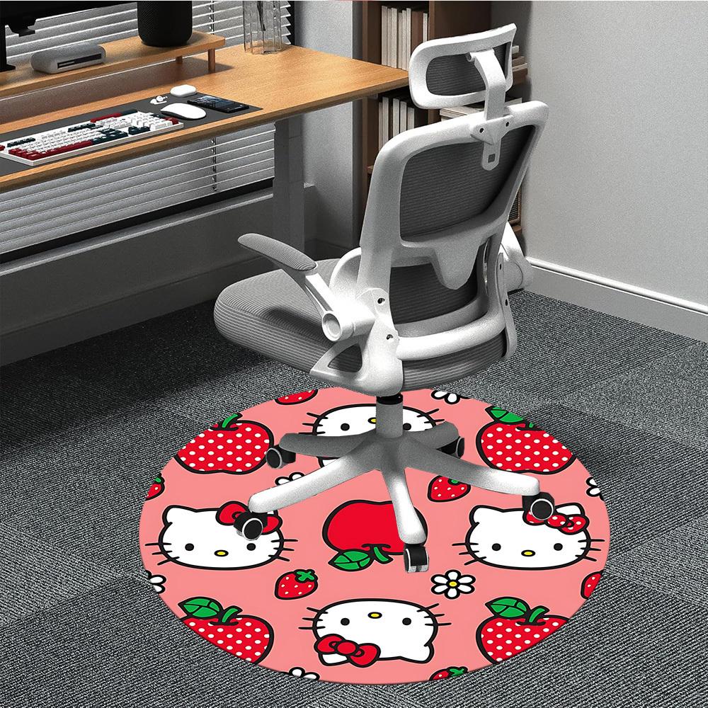 

1pc Hello Kitty Chair Carpet for Office, Indoor Non Slip Washable Polyester Fiber Carpet, Mat For Office, Machine Washable 80cm