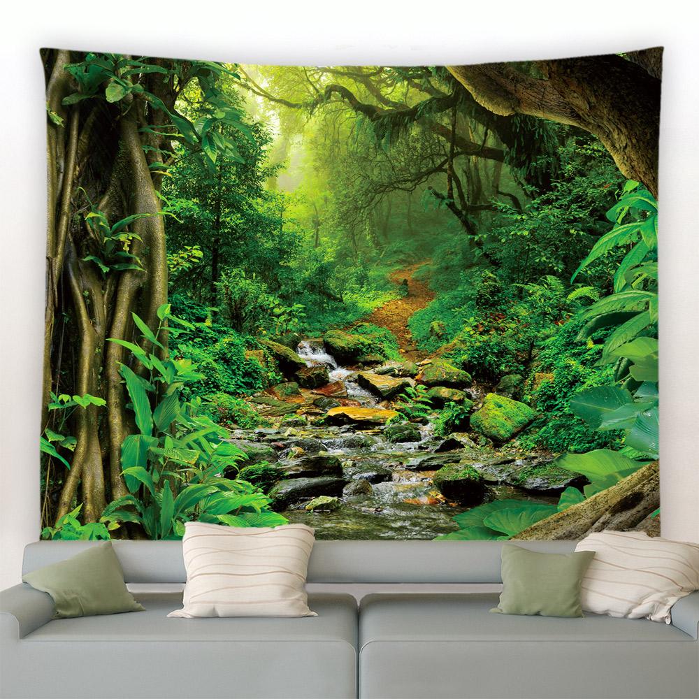 Fantasy Houby Květiny Rostliny Stromy Přírodní Krajina Nástěnná Dekorace Obývací Pokoj Ložnice Tropický Deštný Les Gobelín