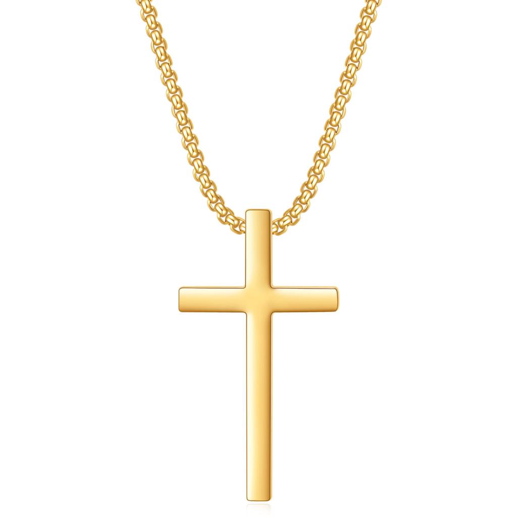 VQYSKO Simple Cross Stainless Steel Men's Necklace Pendant Titanium Steel Necklace Accessories