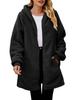 2026 Winter Women's Loose Plush Long-Sleeved Hooded Zipper Cardigan Jacket