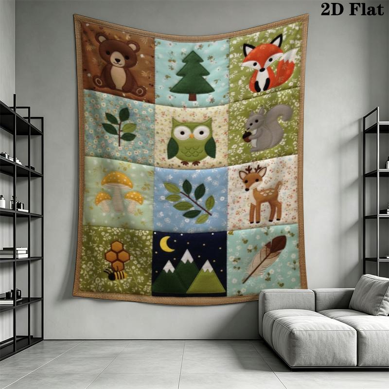 Cute Animal Collage Wall Tapestry Aesthetic Wall Hanging Printed Fabric Blanket Decorative Tapestries for Bedroom Living Room Home Decor