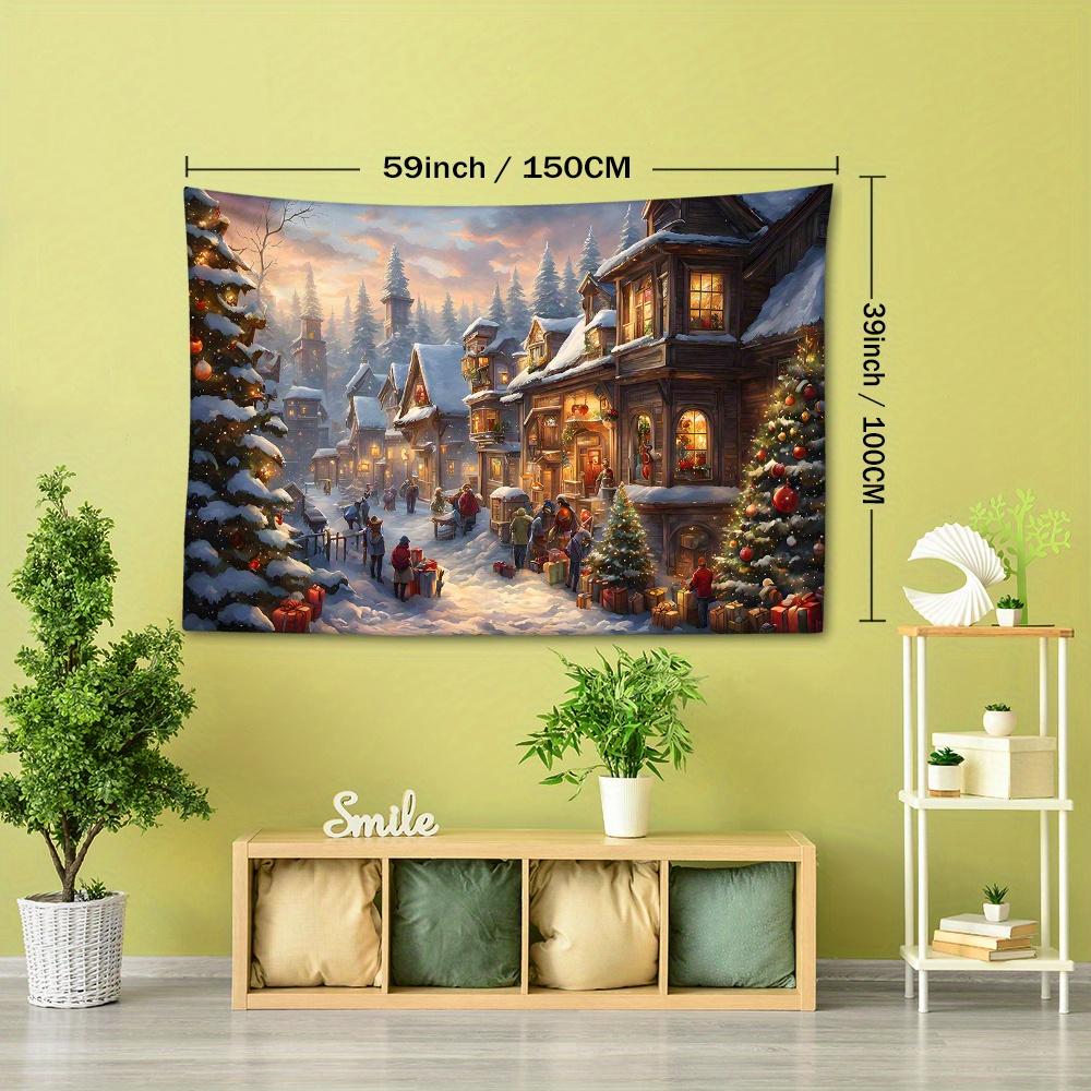 Christmas Tree Holiday Festive Atmosphere Woven Wall Tapestry - 100% Polyester Brushed Fabric, 90gsm Square Weight, No Power Required, Animal Theme Gr