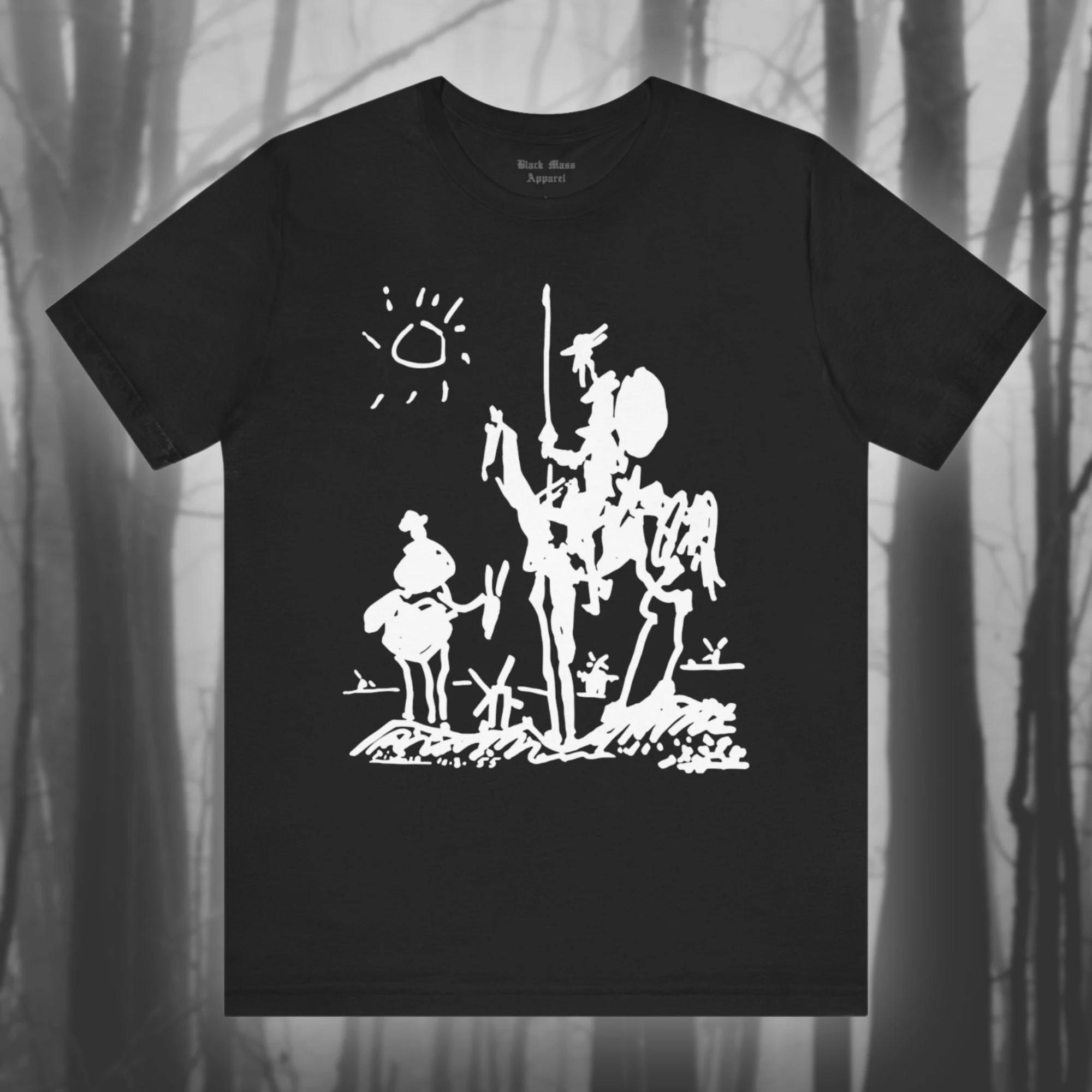 

Don Quixote, Pablo Picasso Shirt, Miguel De Cervantes T-shirt, Spanish Novel, Bookworm, Surreal Sketch Jersey Short Sleeve Te... 5XL