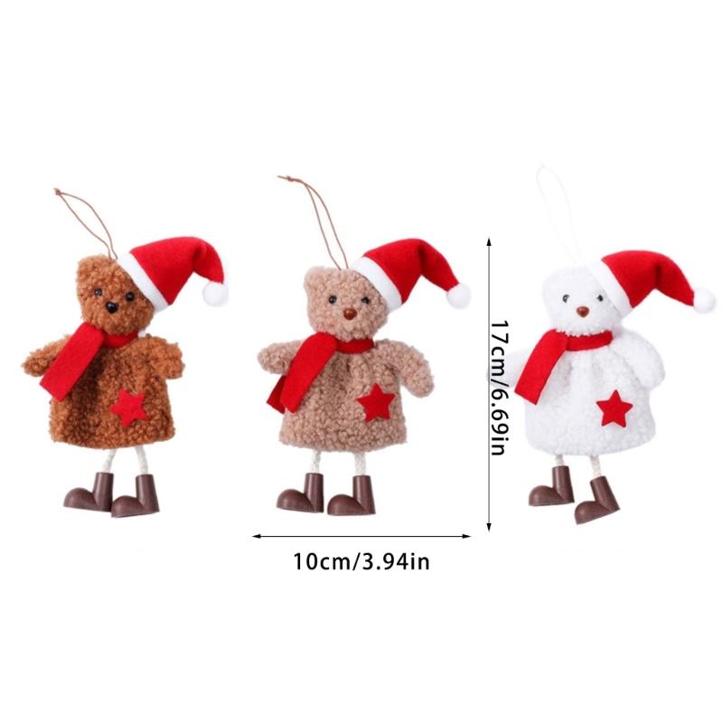 Christmas Tree Decorations Santa Hat Bear Christmas Ornament Fabric Doll Small Pendant For Home Party And Holiday