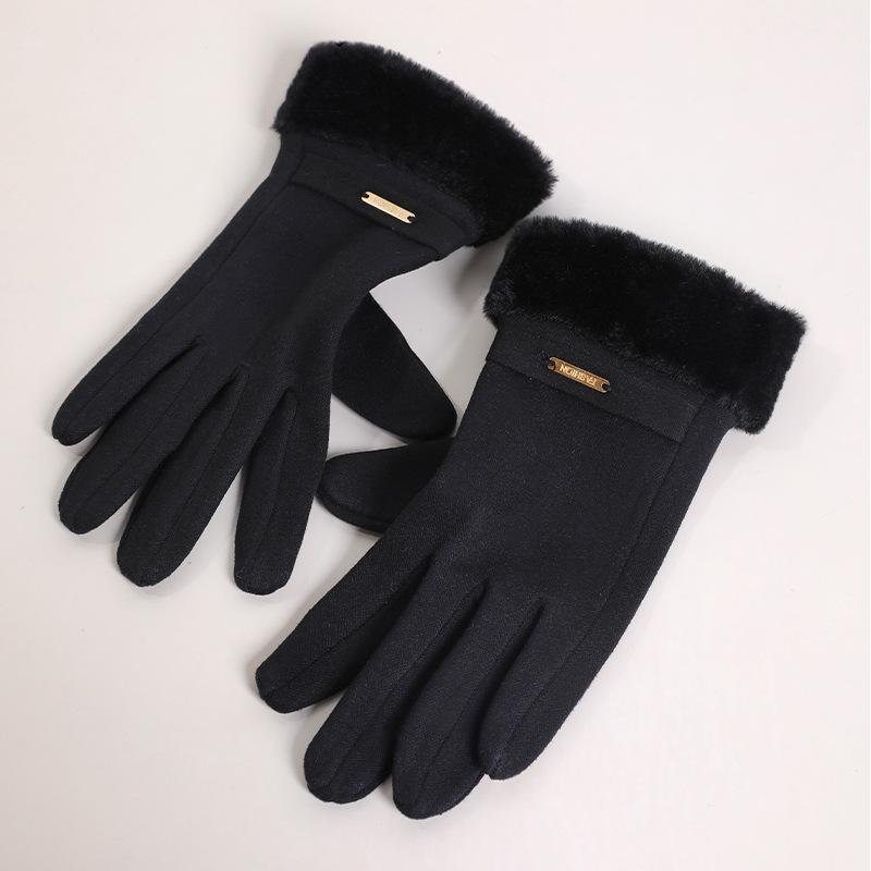 Gloves Winter Velvet Thickened Warm Cute Touch Screen Winter Electric Vehicle Cold Riding Gloves
