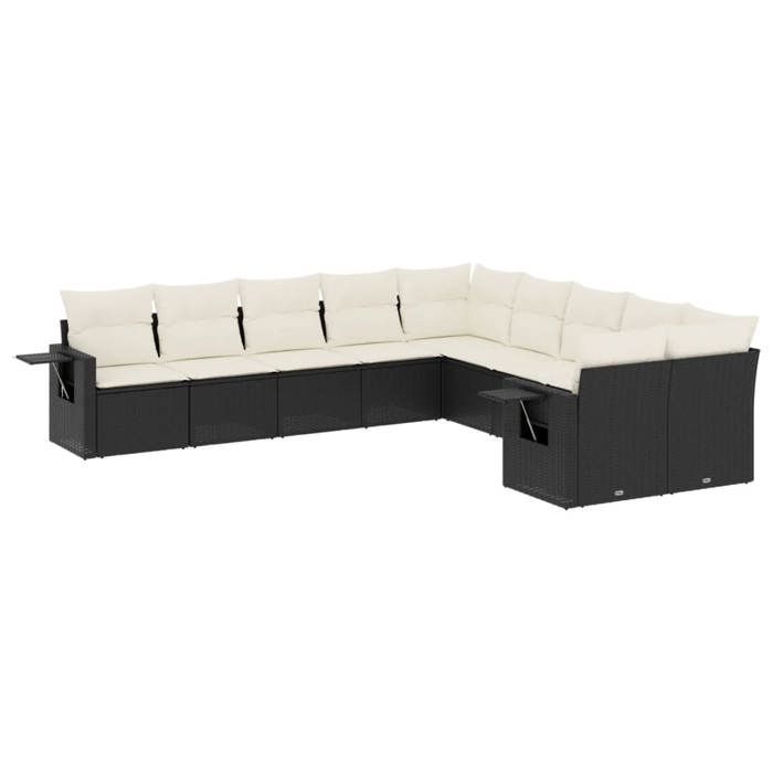 VidaXL Garden Lounge Set with Cushions 10 Pcs, Patio Sofas, Patio Furniture Set, Outdoor Furniture, Black 3253043
