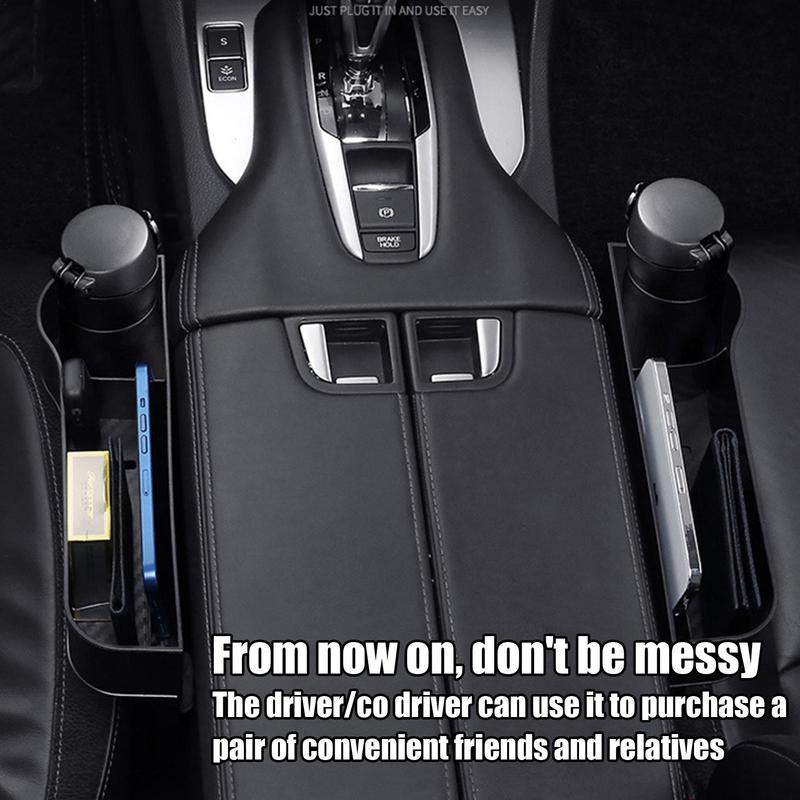 2pcs Car Seat Crevice Filler Storage Box With Cup Holder Auto Left Right Side Pocket Car Seat Crevice Slit Storage Holder