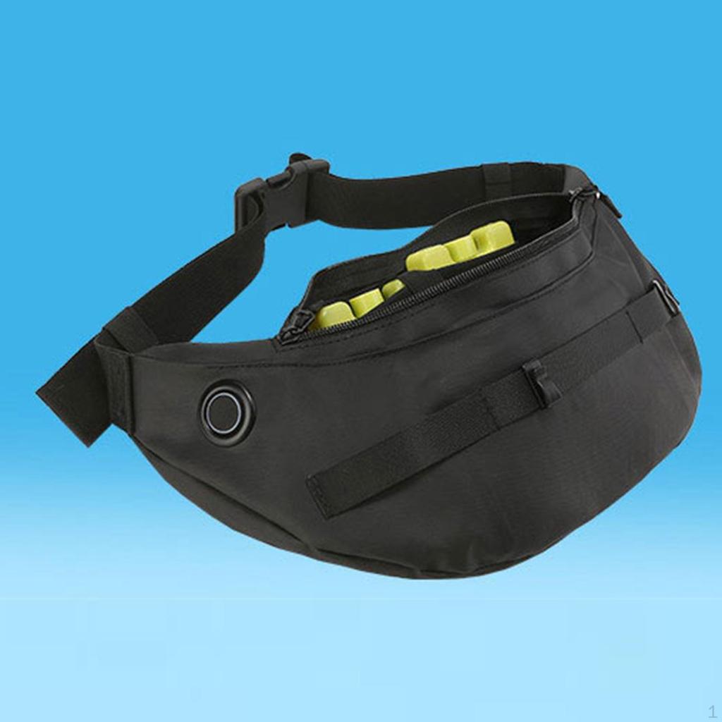 Waist Fan Fanny Pack Casual Hand Free Bags with Double Fans Wearable Bag for Camping
