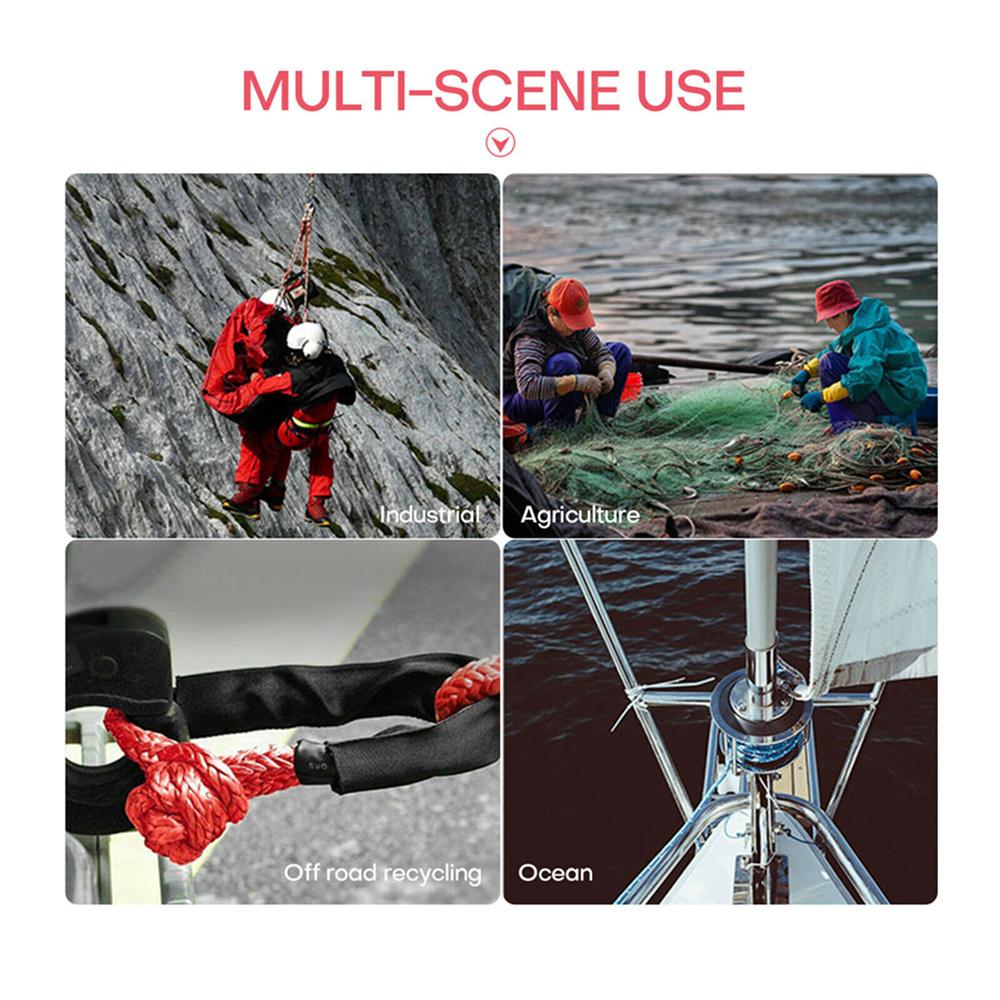 2PC 1/2"Soft Shackle Rope Synthetic Tow Recovery Strap Black&Red 38000lbs UHMWPE