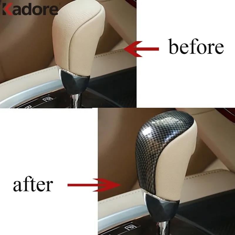 Car Gear Shift Knob Head Cover Trim For Nissan X-trail X Trail T32 2014-/Rogue 2014-2016 Carbon Fiber Interior Accessories