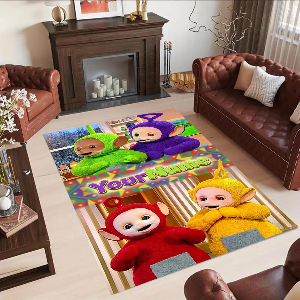 Teletubbies Personalized Name Area Rug Suitable for Living Rooms Decorate Room Dormitory Foyer Antislip Carpet Anime Office Decor
