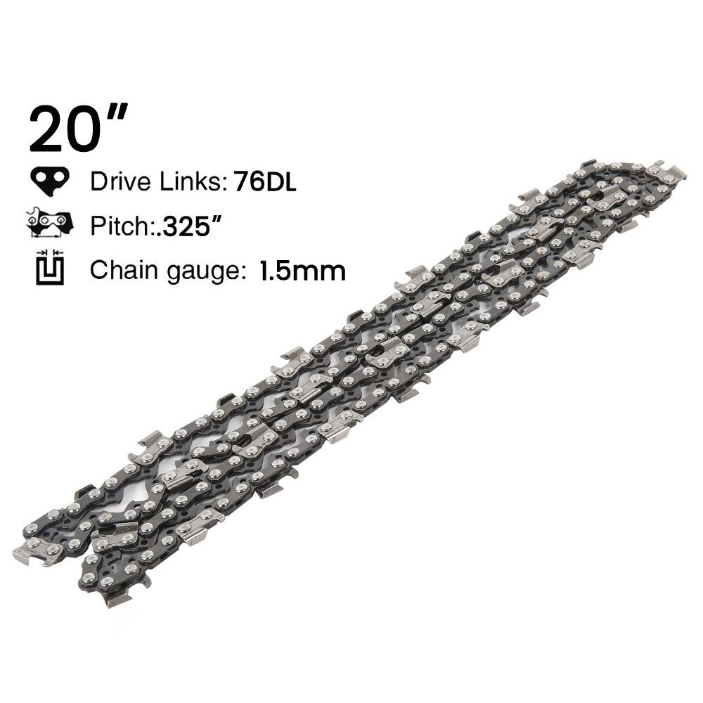 

Chainsaw Chain 20 Inch Alloy Steel Saw Chain Sharp Heavy Duty 76 Drive Link Chainsaw Chain for Gardening Camping Survival Gear
