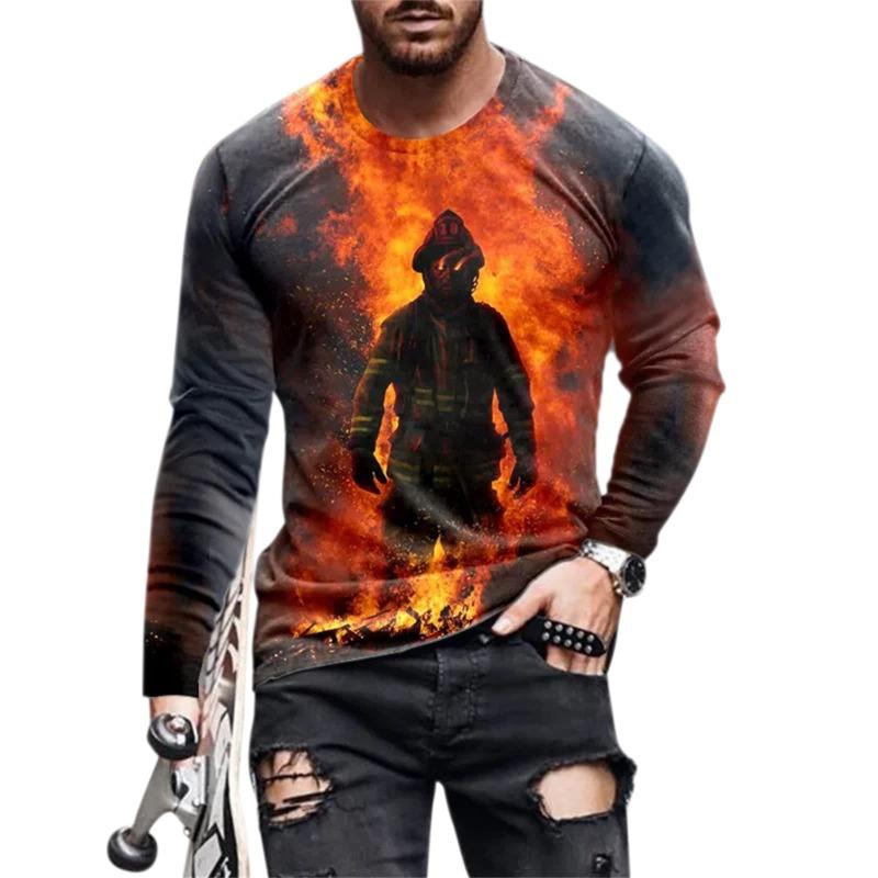 Sports Men's Long-sleeved T-shirt Men's Casual Light Street Hip-hop T-shirt 3d Skull Retro Print Casual Street Wear