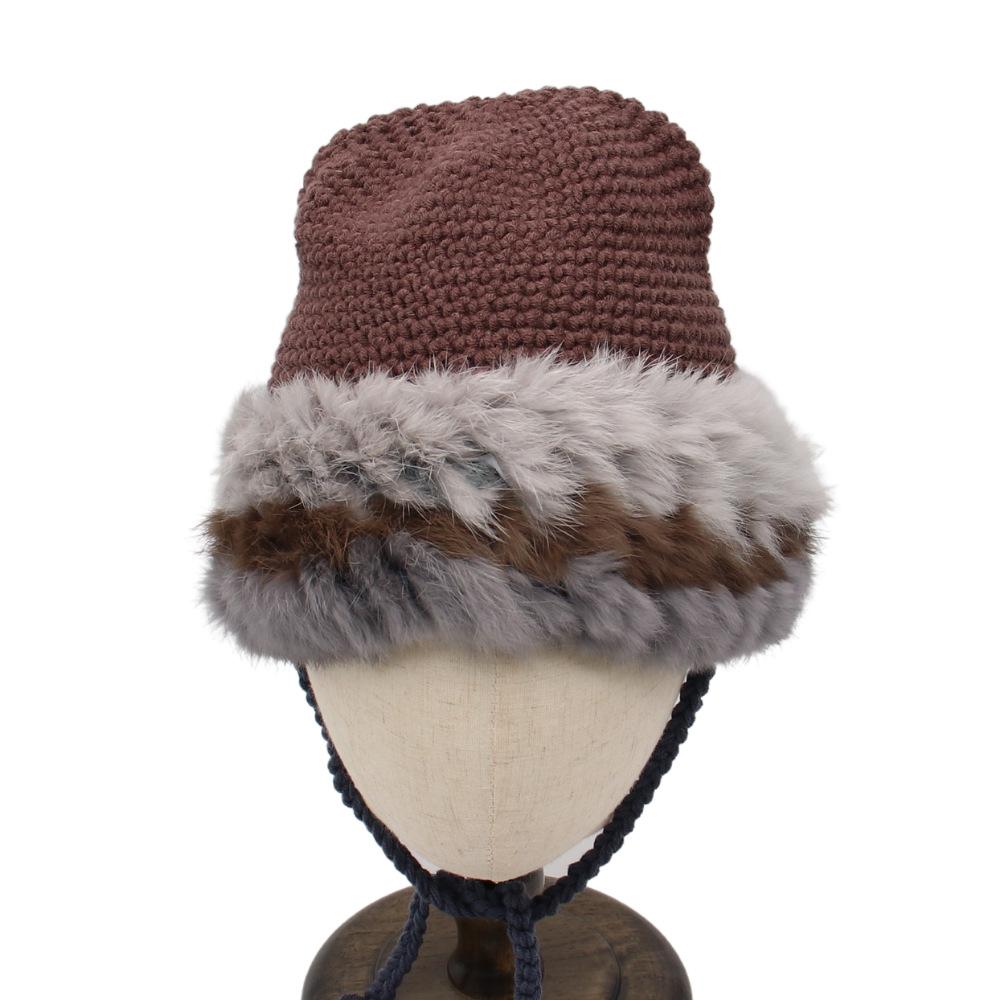 

Cute Soft Plush Cap Thickened Bucket Hat Warm Head Hat Ear Hat Men And Women One size fits all темно-коричневого кольору